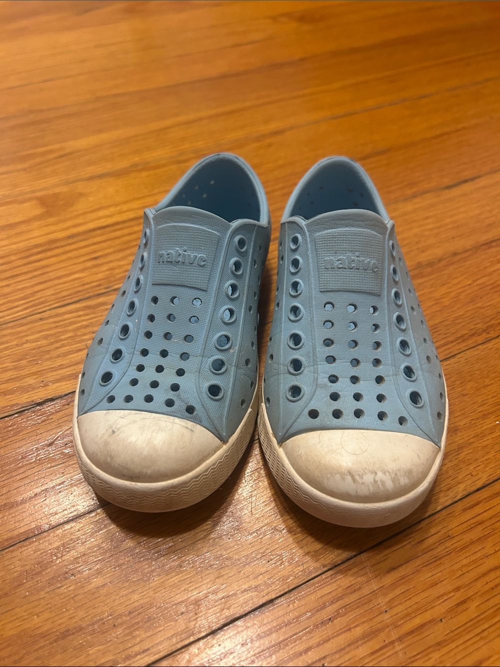 Native Kids Water Shoes — Light Blue with White Toe